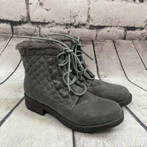 Esprit brighton Quilted Gray lace‎ up winter snow boots size 8M